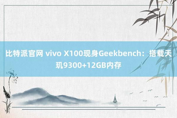 比特派官网 vivo X100现身Geekbench：搭载天玑9300+12GB内存